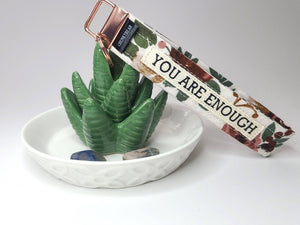 ChunkyBear&Me - Mauve Floral Wristlet Keychain - YOU ARE ENOUGH