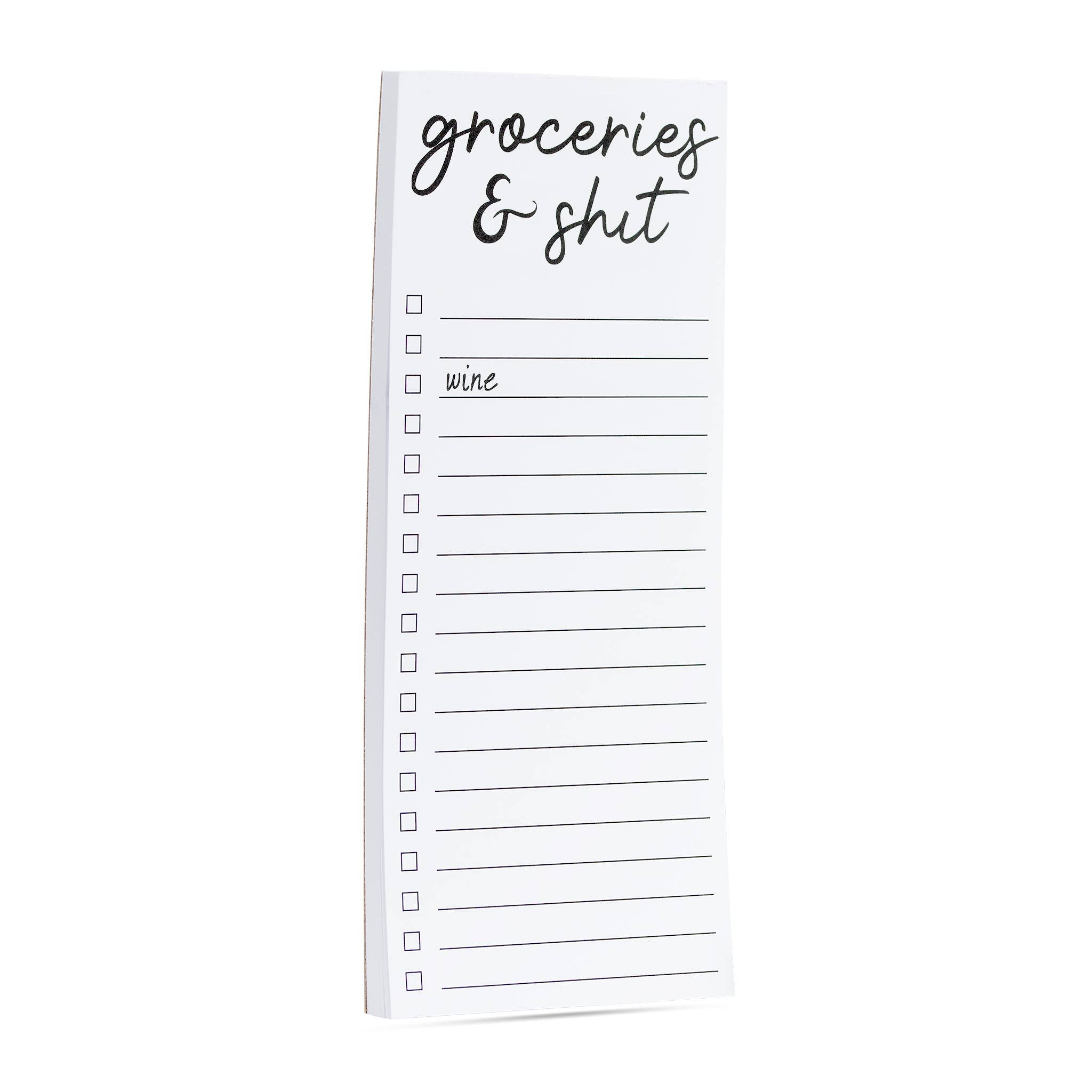 ellembee gift - Groceries & shit (wine) snarky printed note pad 50 sheets