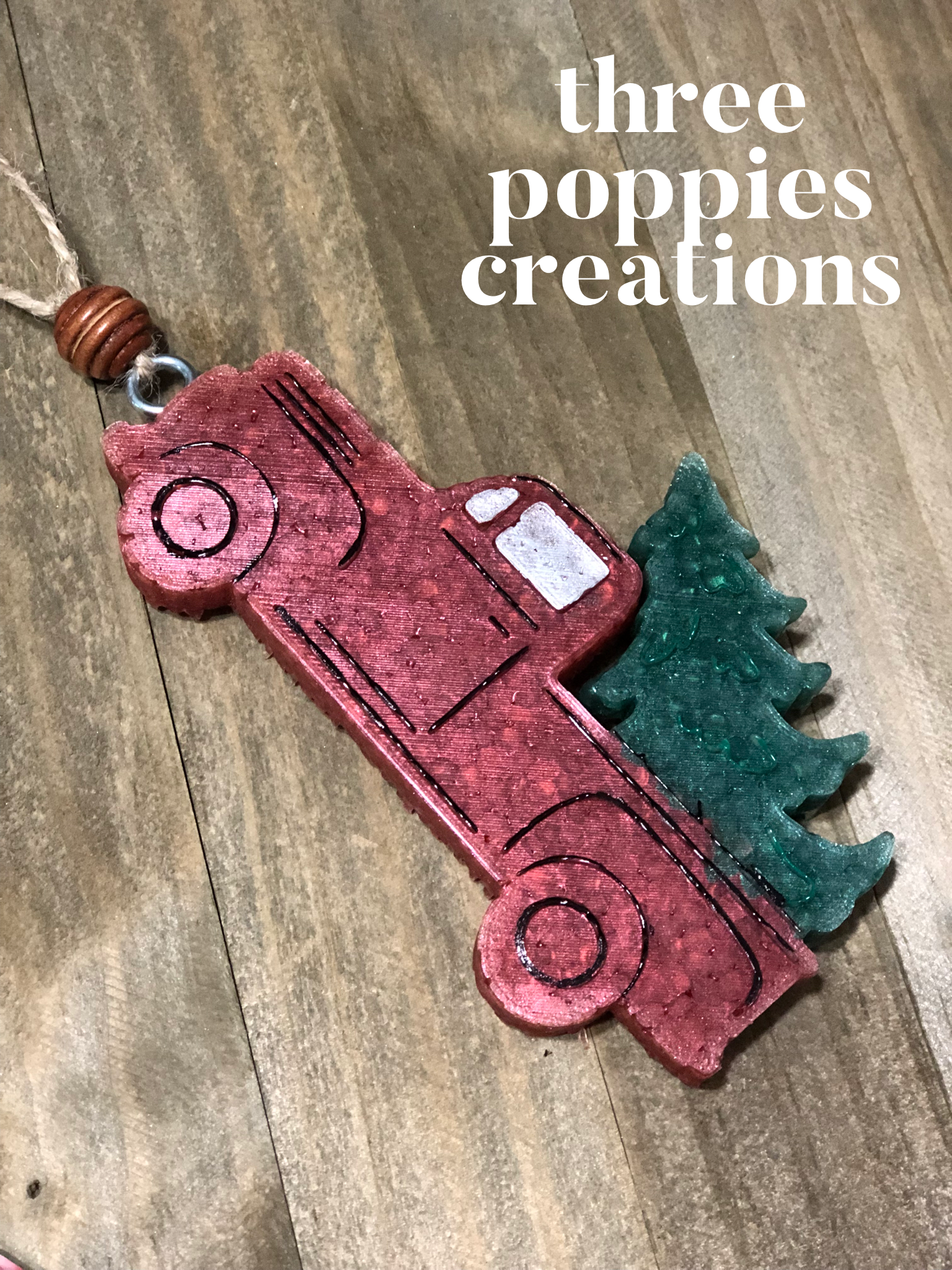 Three Poppies Creations - Truck with Christmas Tree   Car Freshie - Air Freshener