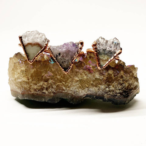 MergingMetals - Amethyst V Rings