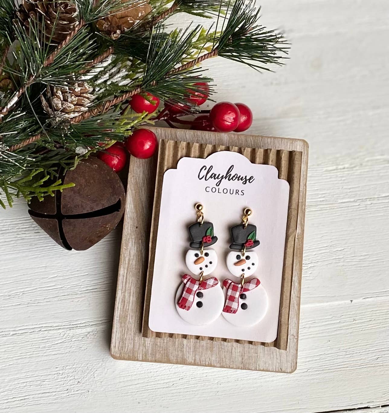 Clayhouse Colours - Snowman Clay Earrings