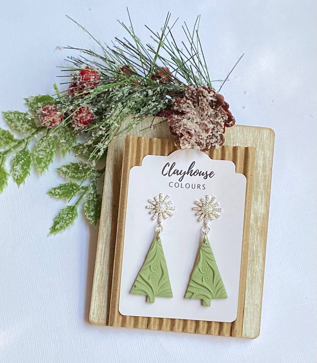 Clayhouse Colours - Christmas Tree Clay Earrings