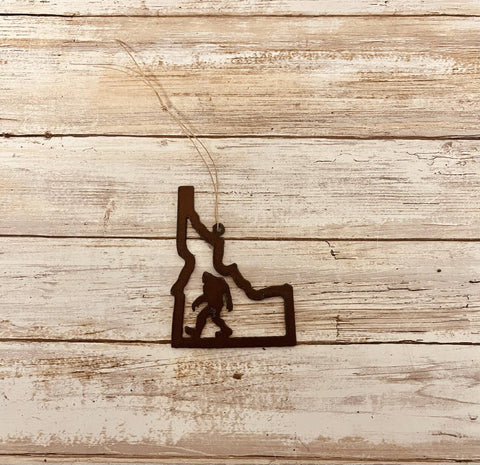 Universal Ironworks Inc - Idaho Outline with Bigfoot Ornament
