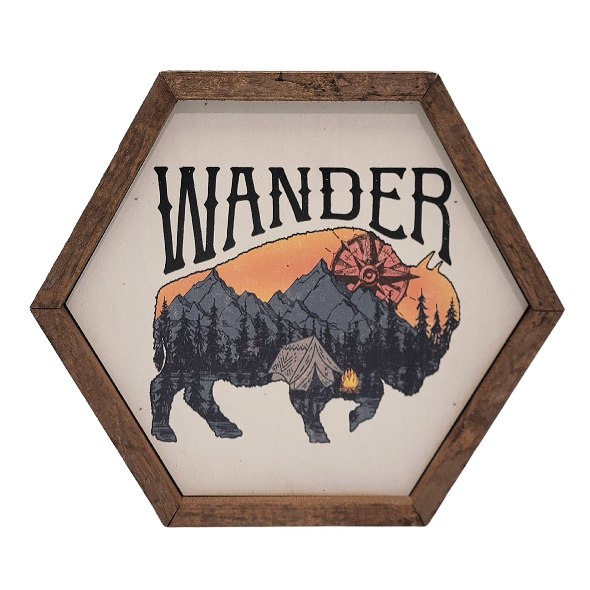 Driftless Studios - Wander Bison - Hexagon Sign - Travel Décor