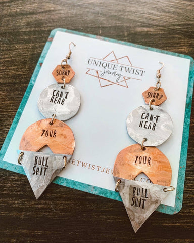 Unique Twist Jewelry - Can’t Hear your Bullshit Earrings