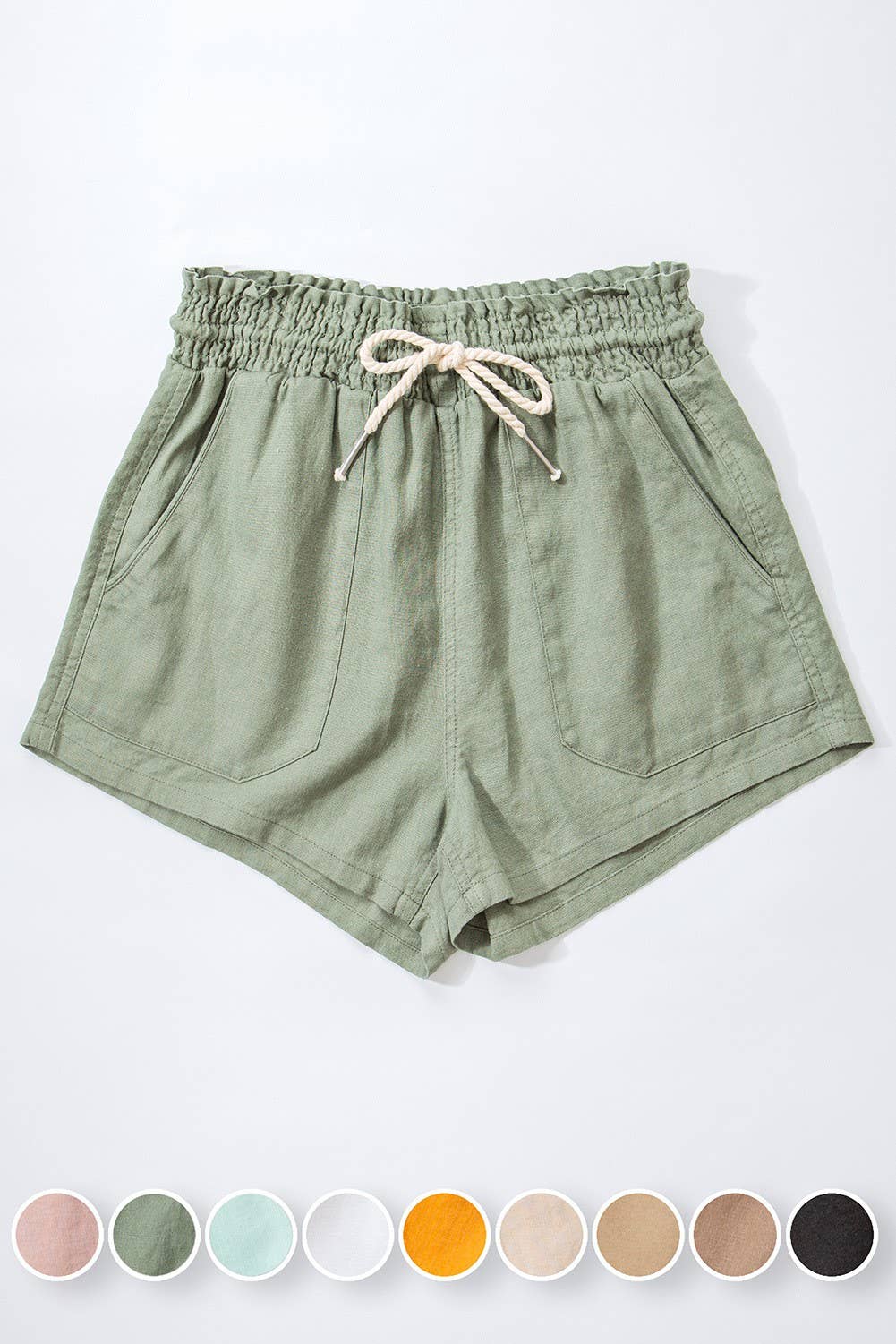 Urban Daizy - ROPE DRAWSTRING LINEN SHORTS
