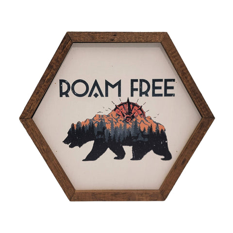 Driftless Studios - Roam Free - Hexagon Sign - Travel Décor