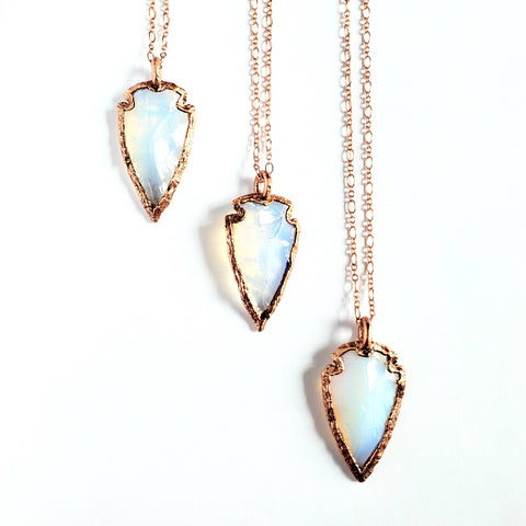 MergingMetals - Knapped Opalite Arrowhead Necklace