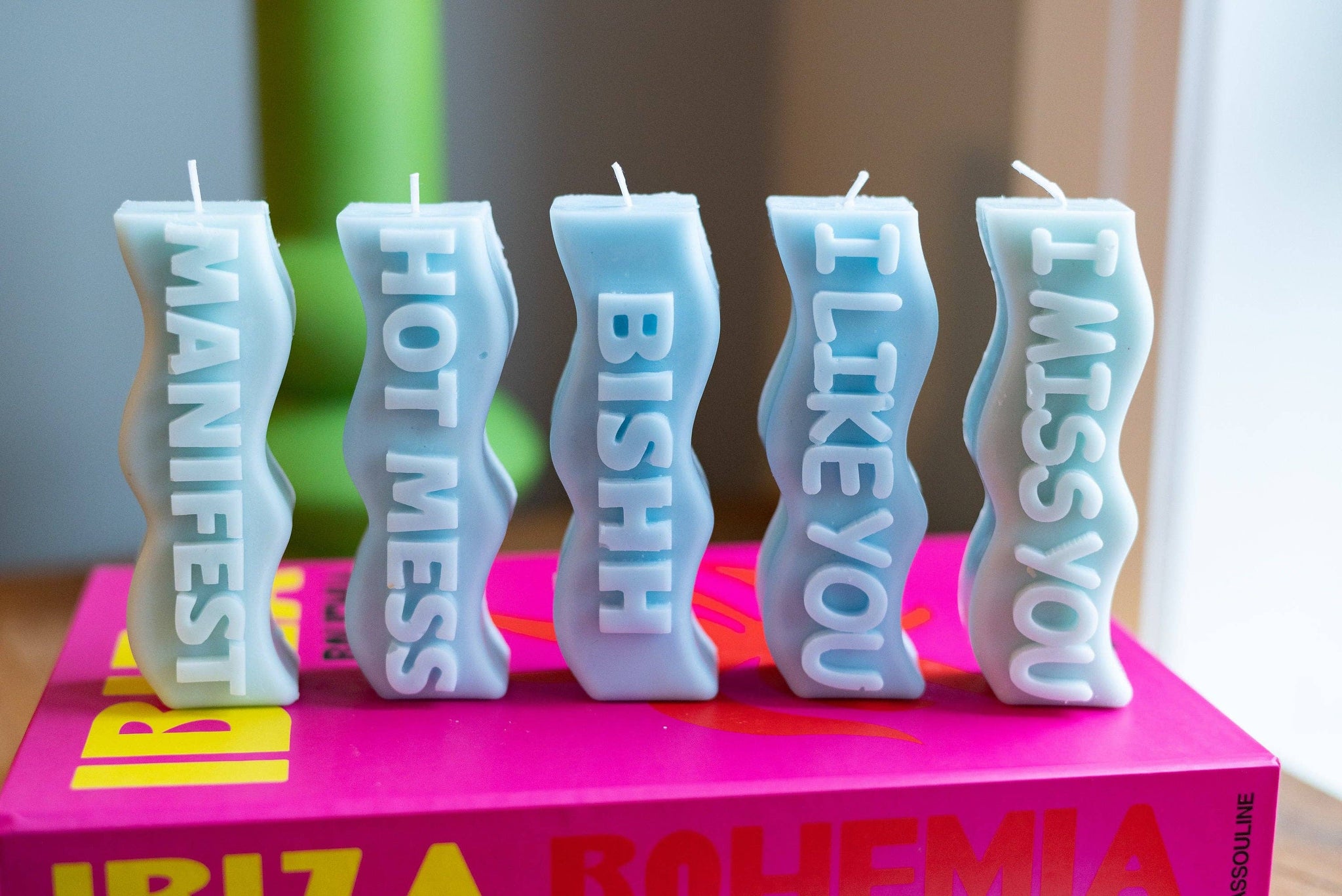Candle Lume - Word Candles / Manifest Candle / Hot Mess Candle / Bishhhh Candle / I miss you Candle / I like you Candle: Hot Pink / Hot Mess