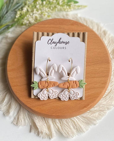 Clayhouse Colours - Bunny Hoops Easter Earrings