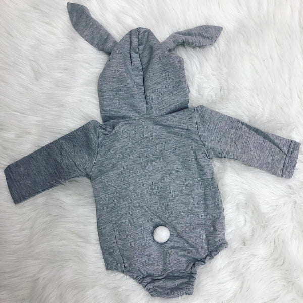 PERSONALIZED BUNNY ROMPER- GREY