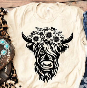 FLORAL HIGHLAND COW