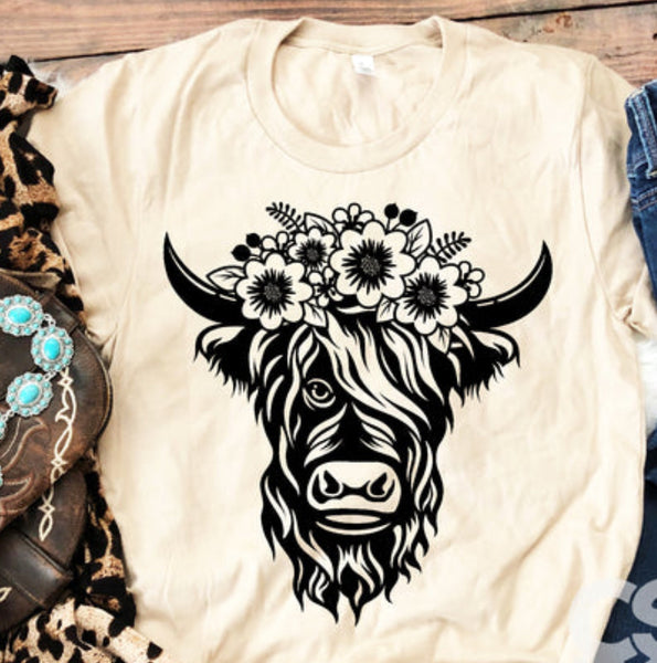 FLORAL HIGHLAND COW