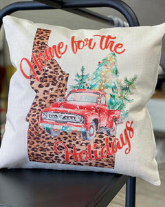 Cheetah Idaho - Home for the Holidays Throw Pillow