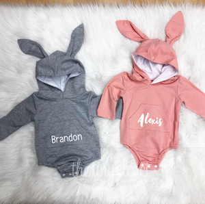 PERSONALIZED BUNNY ROMPER- PINK