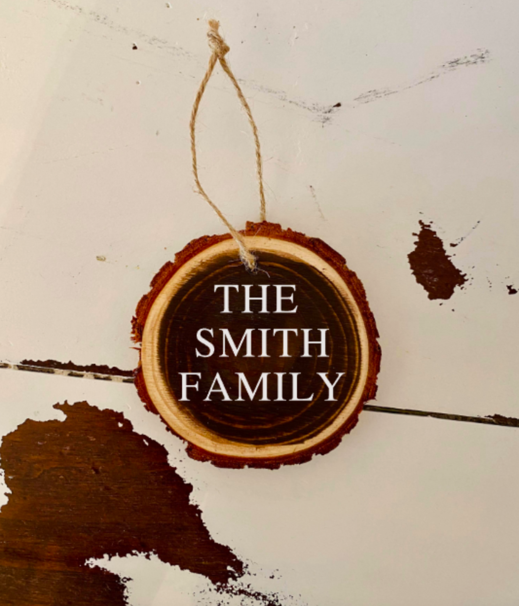 Stained Wood Slice Ornament