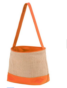 Personalized Trick or Treat Bucket- Burlap + Orange
