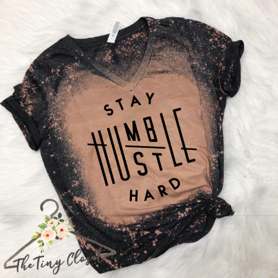 STAY HUMBLE - HUSTLE HARD DISTRESSED GREY
