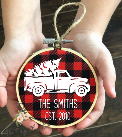 Vintage Truck Embroidery Hoop Ornament