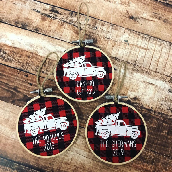 Vintage Truck Embroidery Hoop Ornament