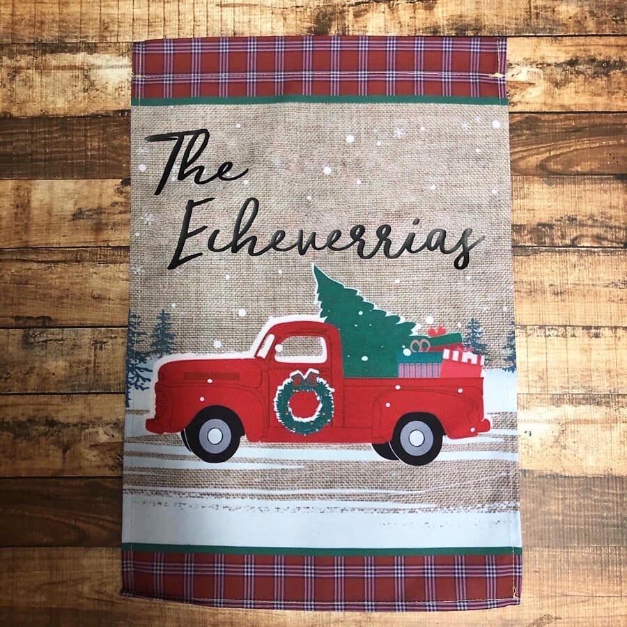 VINTAGE TRUCK CHRISTMAS GARDEN FLAG