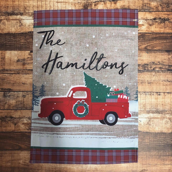 VINTAGE TRUCK CHRISTMAS GARDEN FLAG