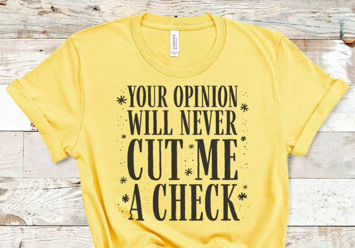 YOUR OPINION WILL NEVER CUT ME A CHECK