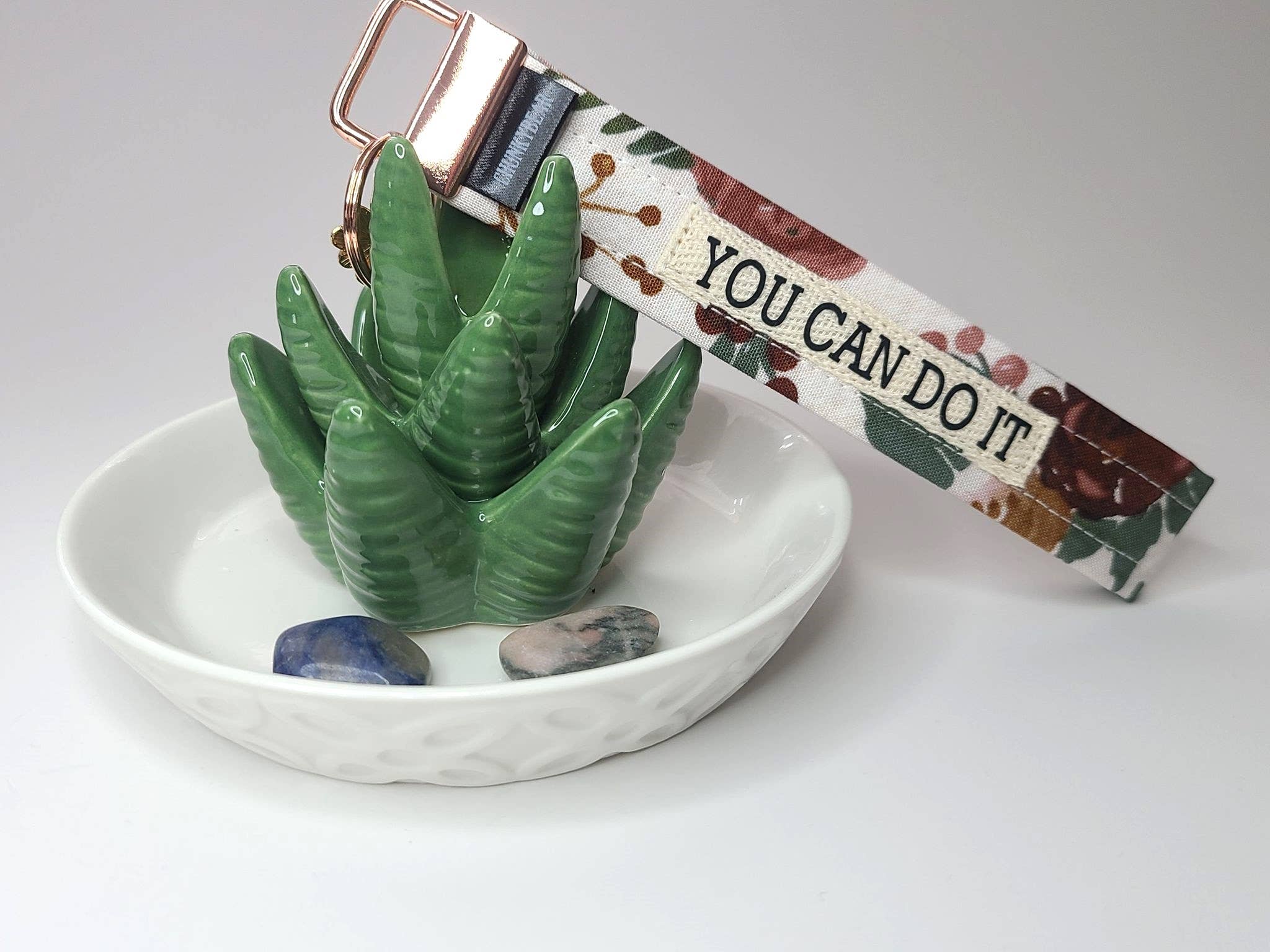 ChunkyBear&Me - Mauve Floral Wristlet Keychain - YOU CAN DO IT