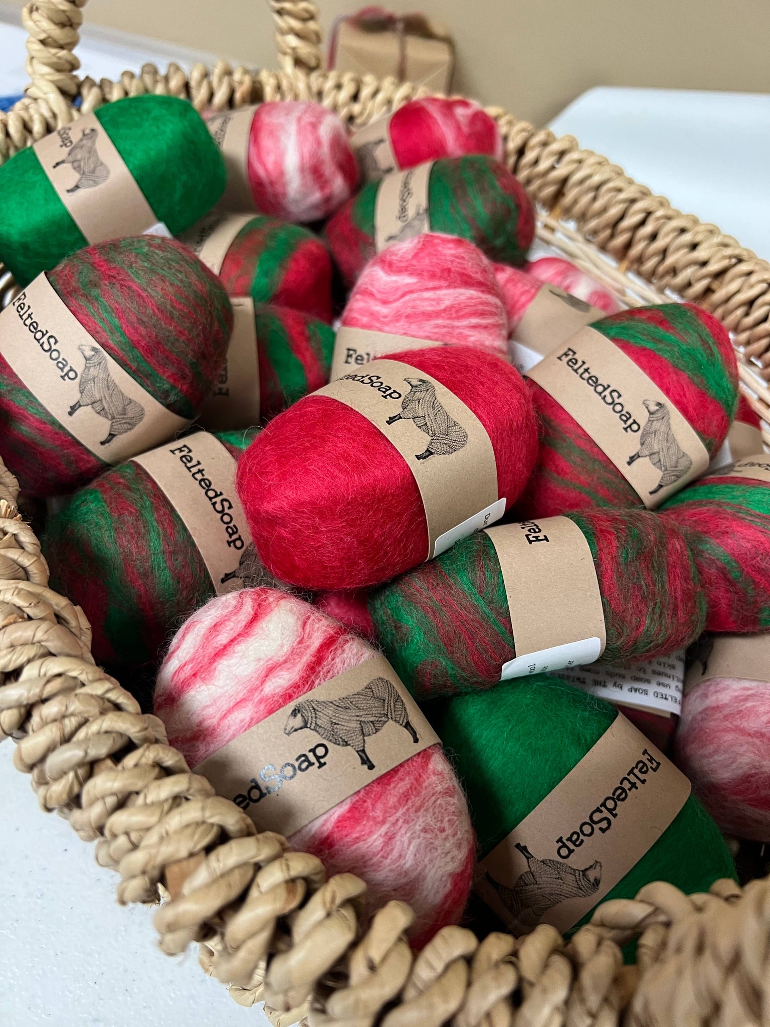 Felted Soap Christmas Holiday Color 12 Pack Stocking Stuffer