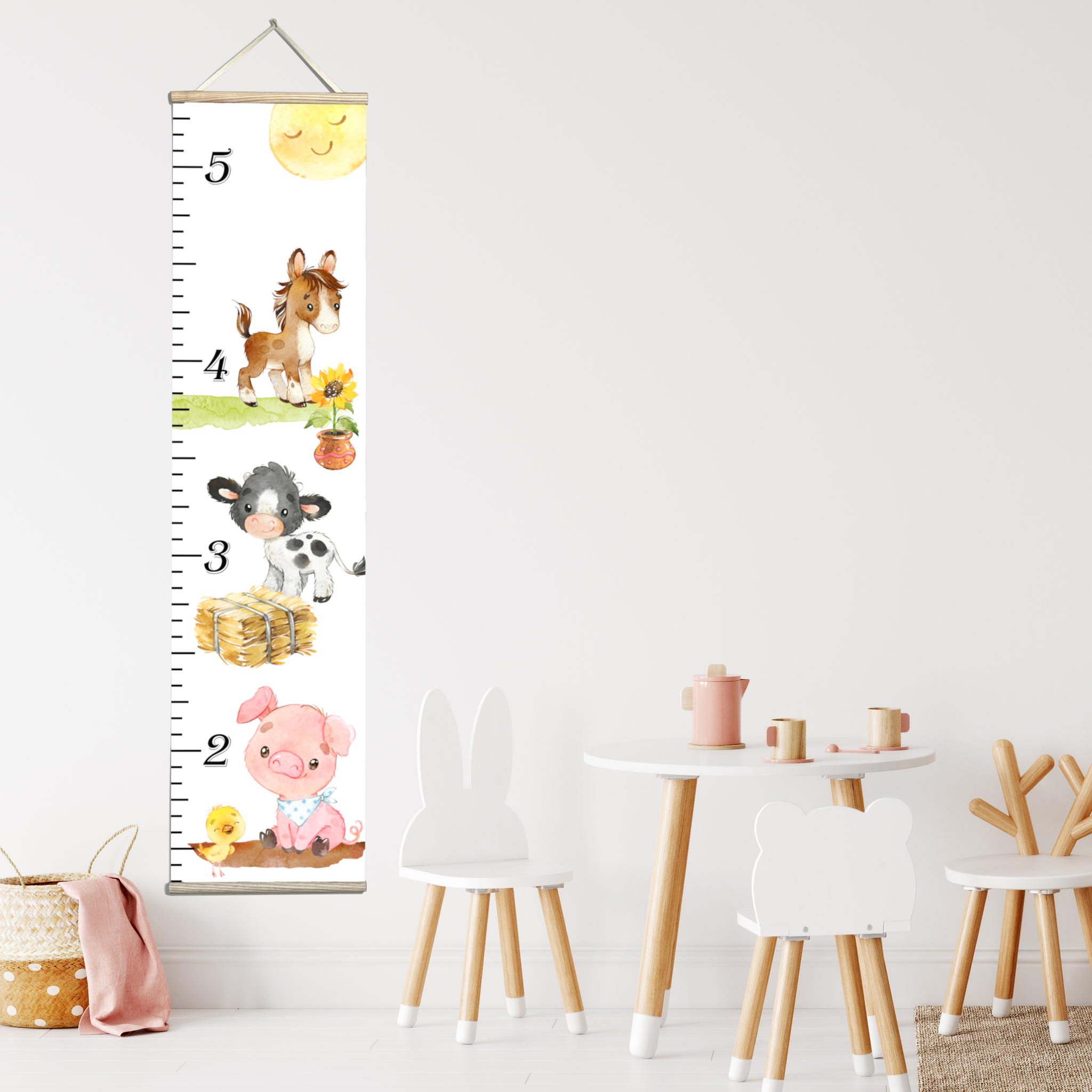 Honey Lemonade - Canvas Kids Growth Chart - Farm Animals