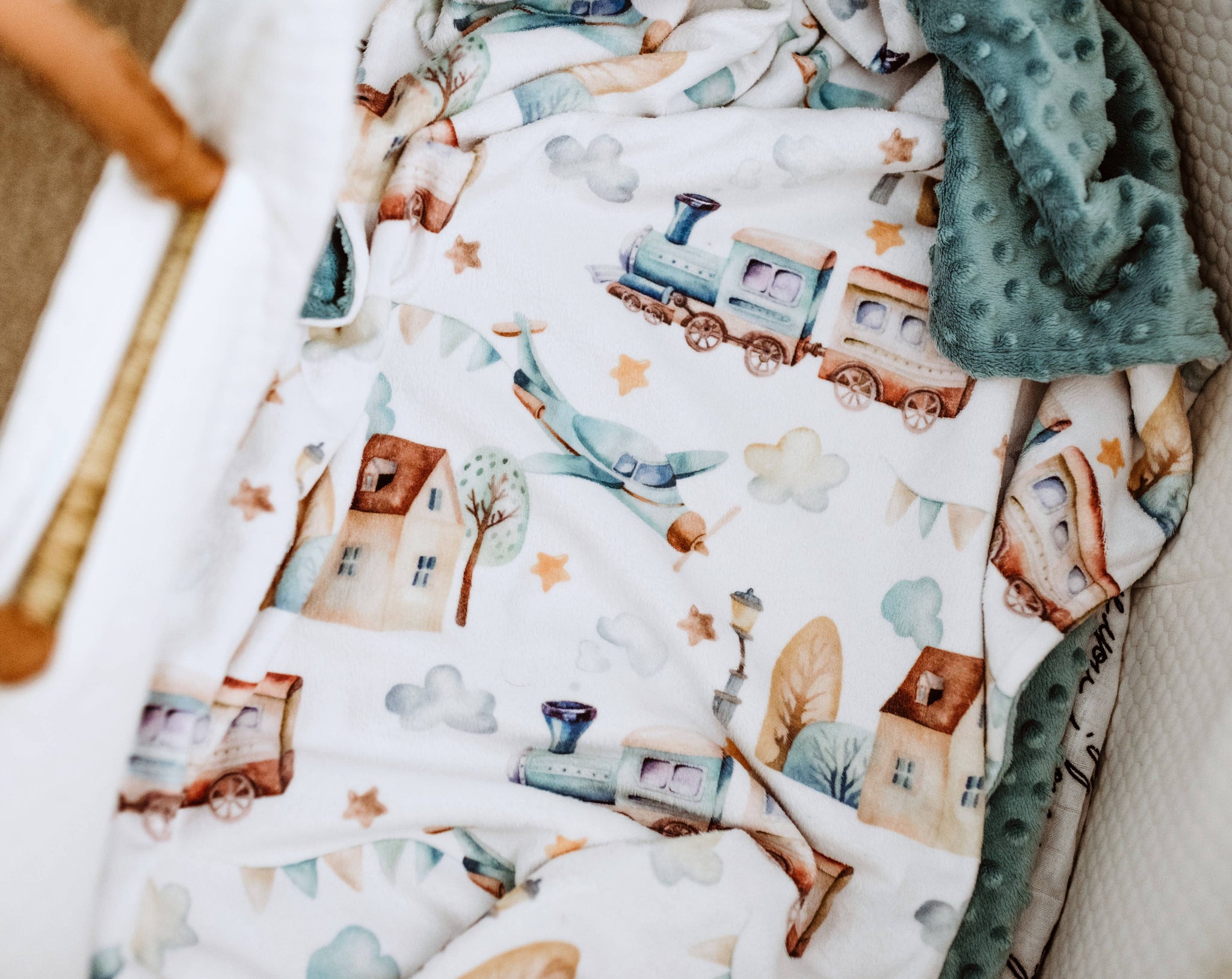 Honey Lemonade - Premium Baby & Toddler Minky Blanket - Planes, Trains, Automobiles