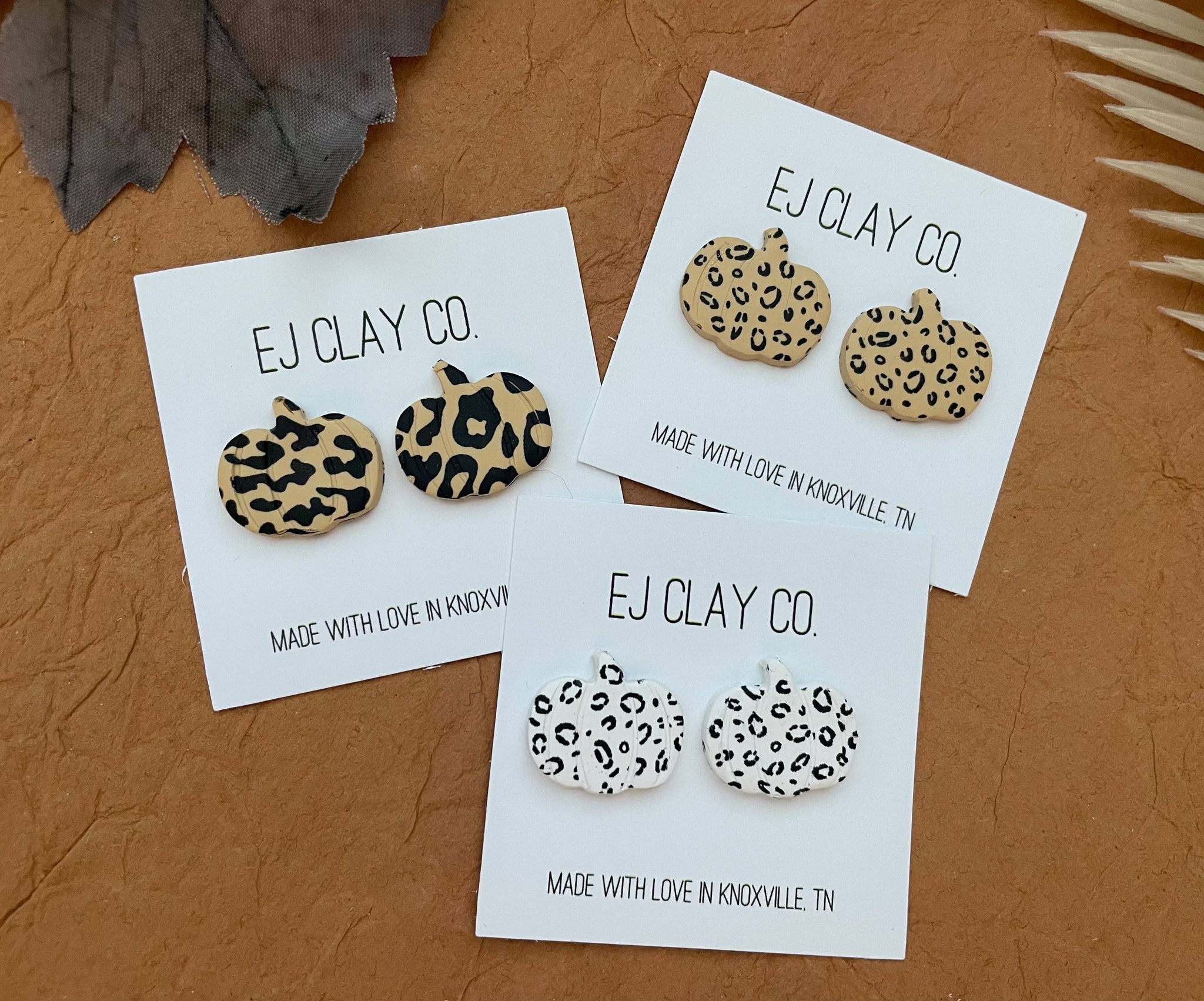 EJ Clay Co - Printed Pumpkin Studs
