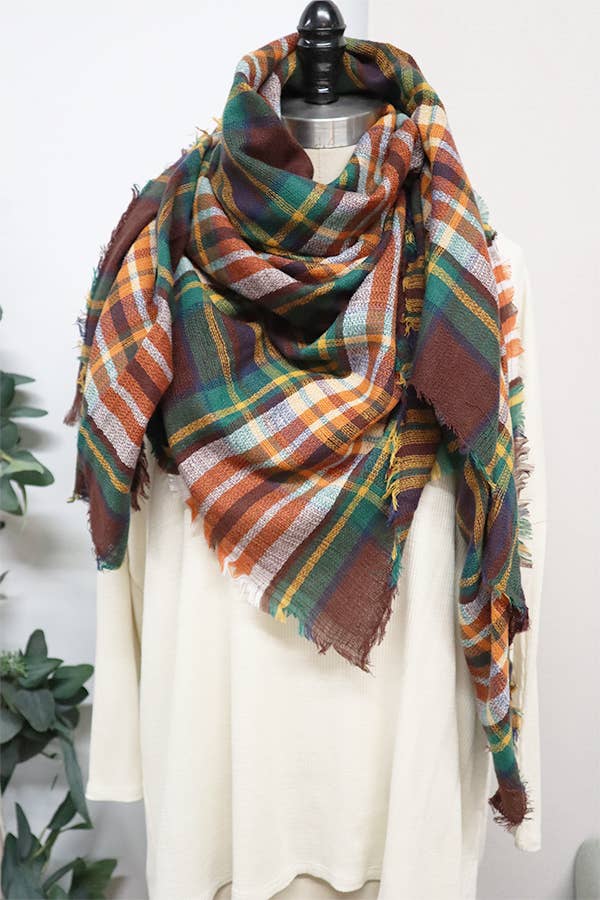 Love and Repeat - Plaid Oversized Blanket Scarves
