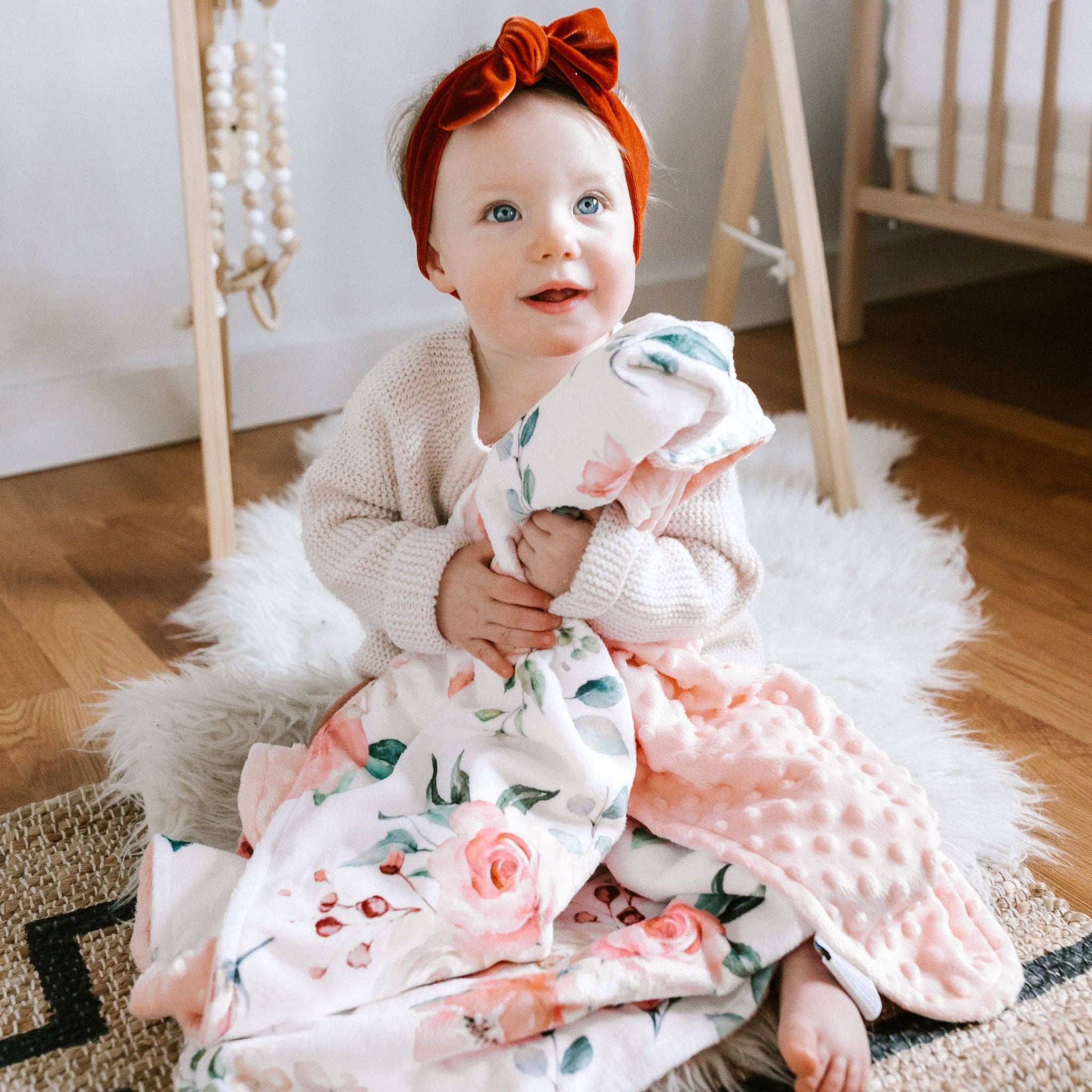 Honey Lemonade - Premium Baby & Toddler Blanket - Peach Floral
