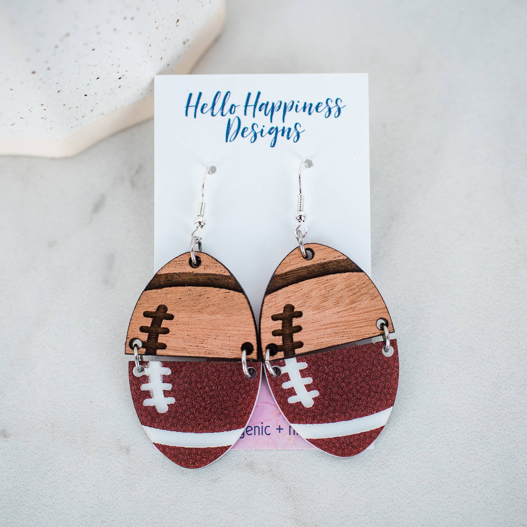 Hello Happiness Wholesale - Football Earrings  Split Dangles - Game Day Spirit Wear