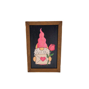 Driftless Studios - 6X4 Gnome With Letter & Rose Valentines Decor Home Accent