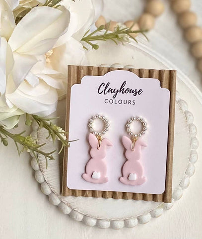 Clayhouse Colours - Bunny Clay Earrings: Pink