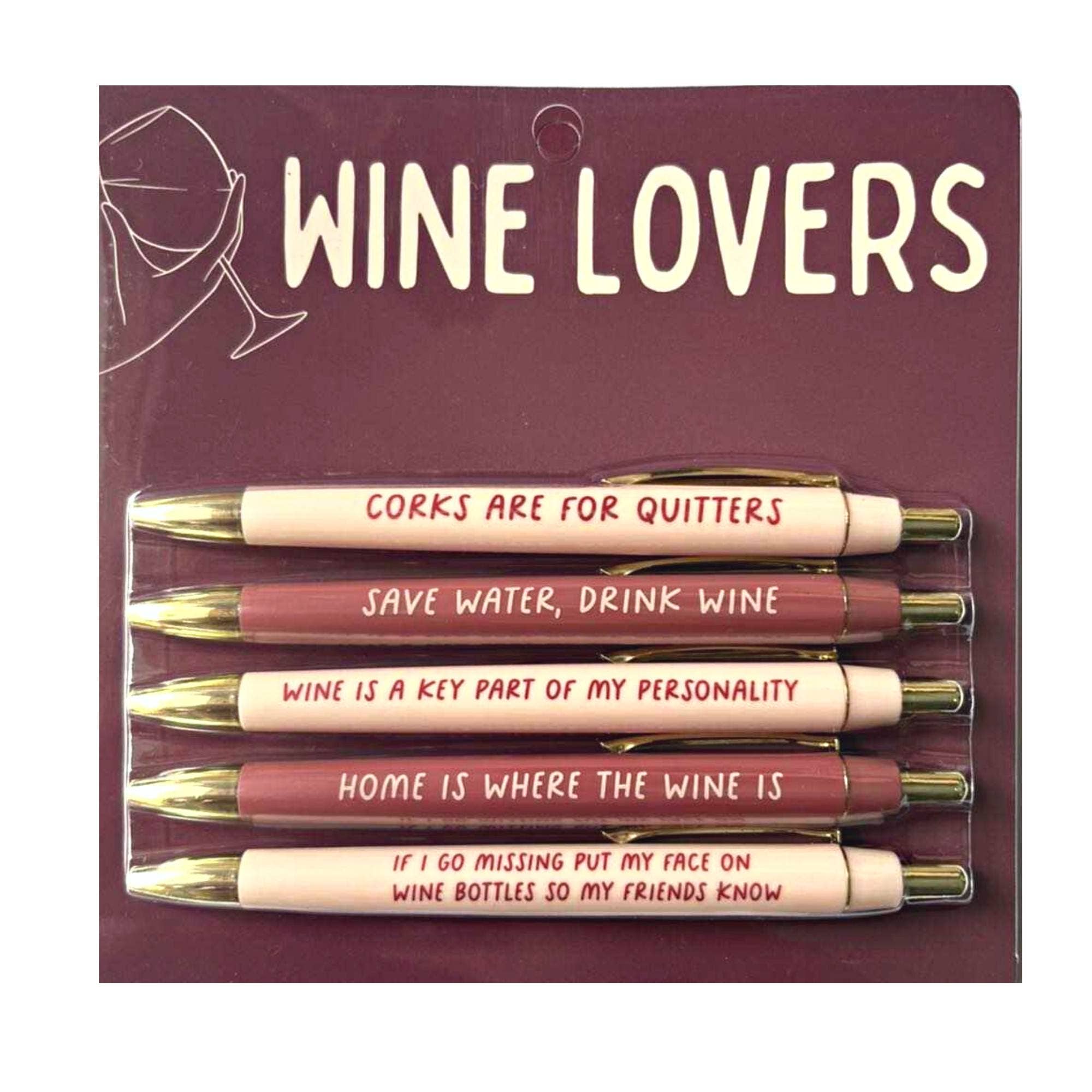 FUN CLUB - Wine Lovers Pen Set (funny, wine, winery, gift, unique)