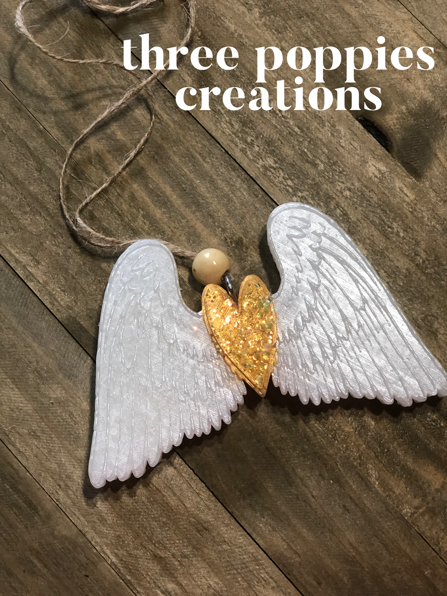 Three Poppies Creations - Heart with Wings / Angel Wings Car Freshie - Air Freshener