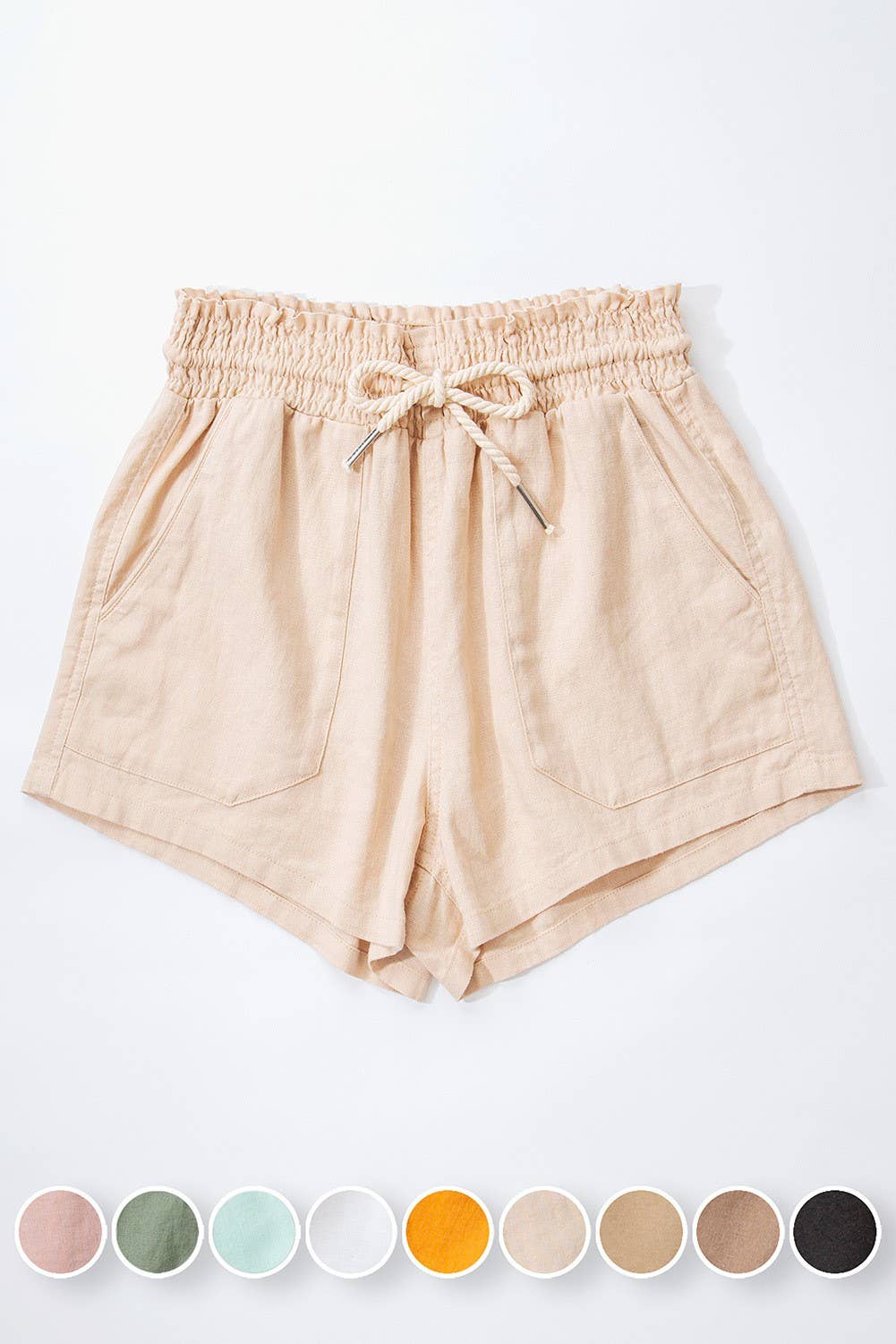 Urban Daizy - ROPE DRAWSTRING LINEN SHORTS