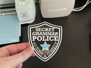 Graceful Darkness, LLC - Police badge Sticker, Vinyl Sticker, Grammar