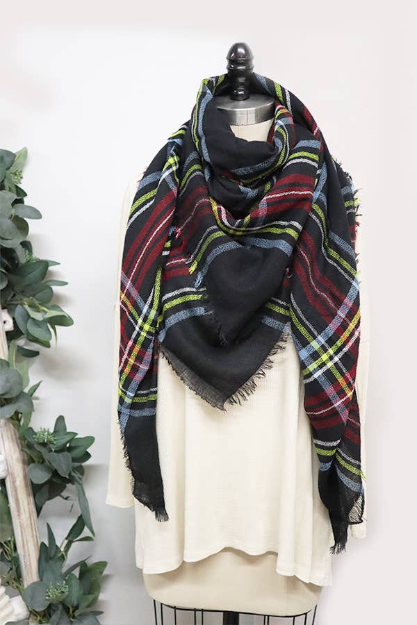 Love and Repeat - Plaid Oversized Blanket Scarves