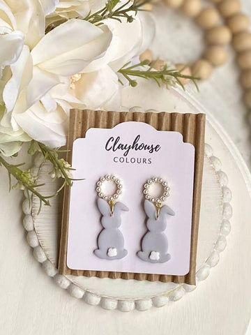 Clayhouse Colours - Bunny Clay Earrings: Grey
