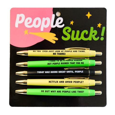 FUN CLUB - People Suck Pen Set (funny, misanthrope, gift, introvert)