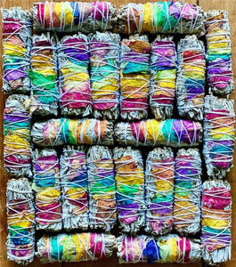 Love&Lust LLC - White Sage Smudge Stick 7 Chakra Floral 4"  100% Grown in CA