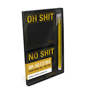 Knock Knock - Oh Shit / No Shit Sticky Note Set + Gel Pen