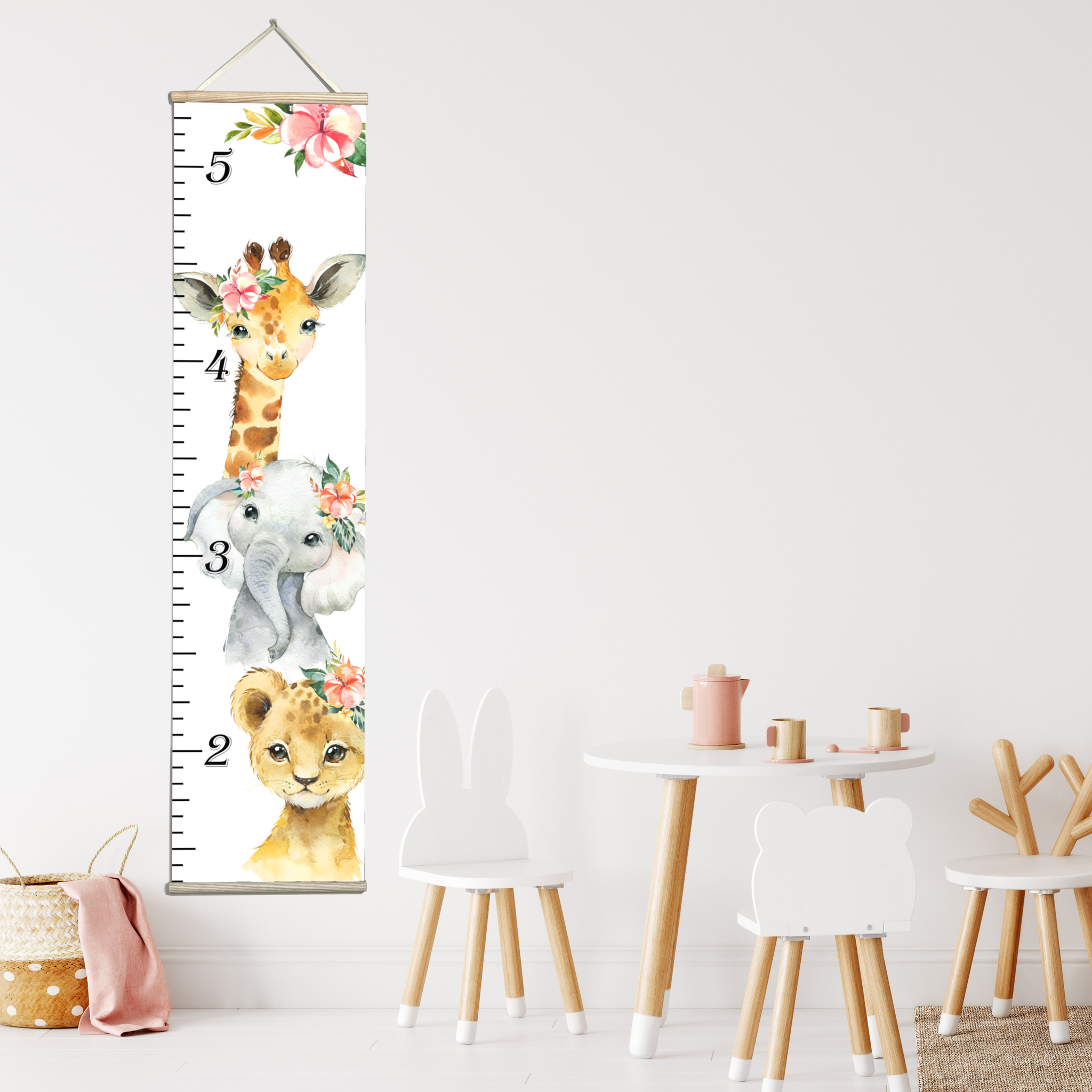 Honey Lemonade - Canvas Kids Growth Chart - Africa Animals