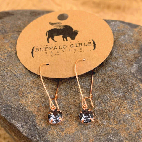 Buffalo Girls Salvage - Simple Silver Night Solitaire Earrings - Gold, Silver, Rose Gold, Copper, Antique Brass