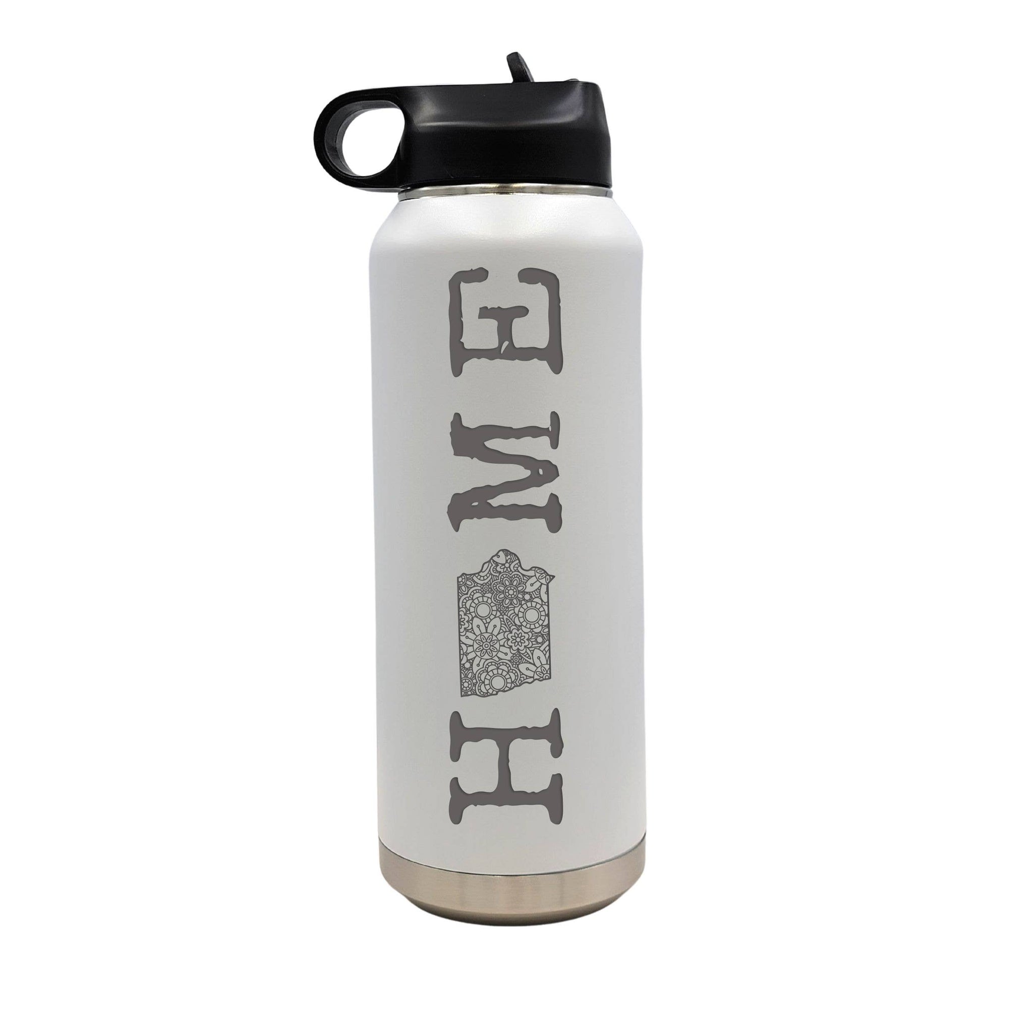Mandala State Home Water Bottle - All 50 States Available: Idaho / Black
