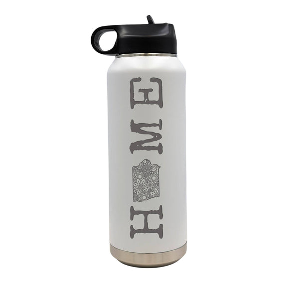 Mandala State Home Water Bottle - All 50 States Available: Idaho / Black